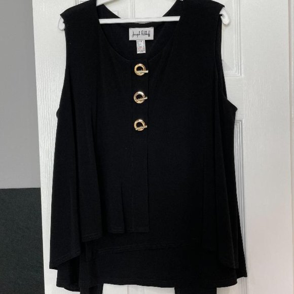 Joseph Ribkoff black top. Size 16, Black with detailed closure. NWOT REDUCED!!! - Picture 1 of 3